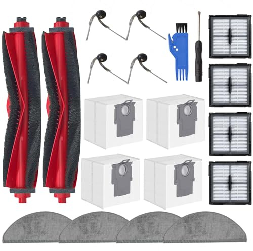 LOVOBO Kit 20 Pezzi Accessori per Roborock Q10 X5/Q10X5+ Robot | 2 Spazzole Principali, 4 Spazzole Laterali, 4 Filtri, 4 Sacchetti, 4 Panni per il Mop, 2 Strumenti