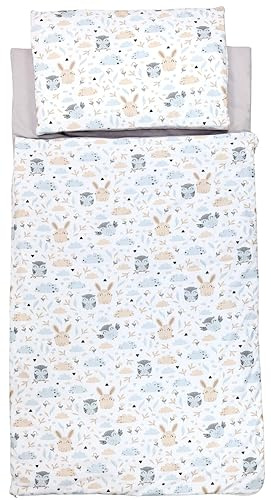 TupTam Sac de Couchage-Couverture avec Oreiller et Sac — Sac Enfant 135×70 cm pour Maternelle, Voyages et Maison, Lapin/Chouette, 70 x 135cm