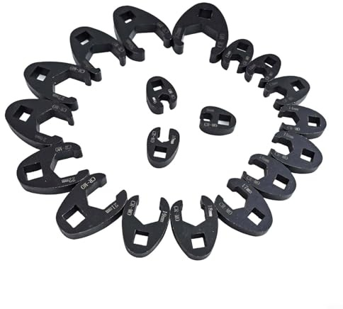 Lot de 19 clés métriques pour clé à cliquet 832 mm Crowfoot 3 Over 8 Plus 0,5 jeu de cliquets en acier chromé traité thermiquement