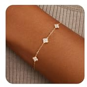 ZHESHY Bracelet Femme Or Trefle À 4 Feuilles Pierre De Naissance Bracelets