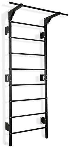 Potenza Mur d’Escalade – Acier – Fabriqué en UE (avec Barre de Traction, Noir, Plus étroite)