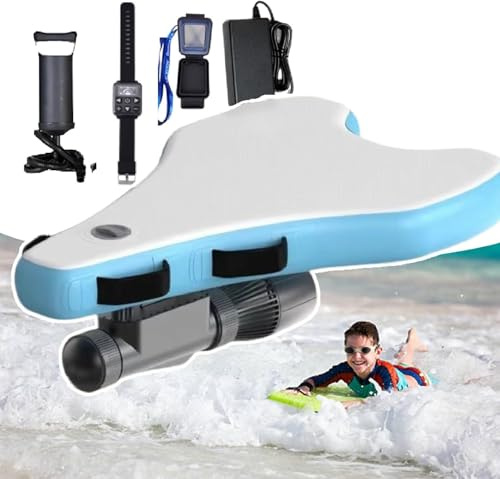 Kit De Scooter Submarino + Bodyboard, Motor Alta Velocidad 500 W, Batería Recargable 10 000 MAh, 3 Velocidades hasta Km/h, para Amantes del Agua: Esnórquel(Bodyboard+Air Pump)