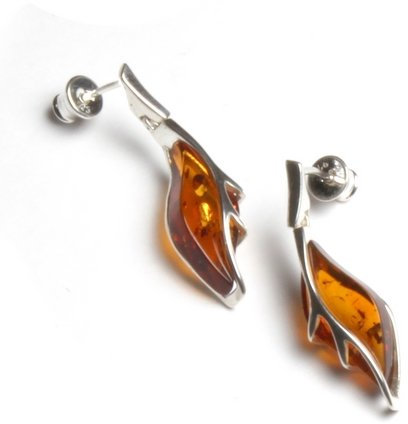 MyBernstein Bernstein Bernstein Ohrstecker Blatt Cognac (Bernsteinschmuck 50080)