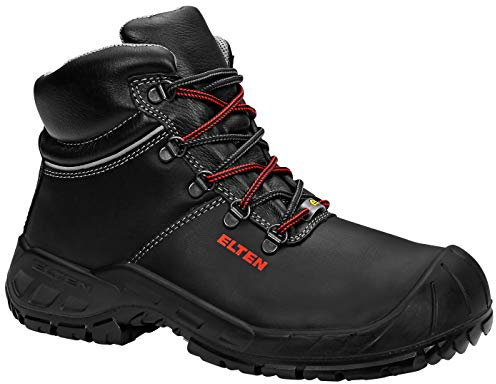 ELTEN Sicherheitsschuhe LAURENZO PU Mid ESD S3, Herren, Leder, Stahlkappe, leicht, robust, Schwarz, Größe: 48