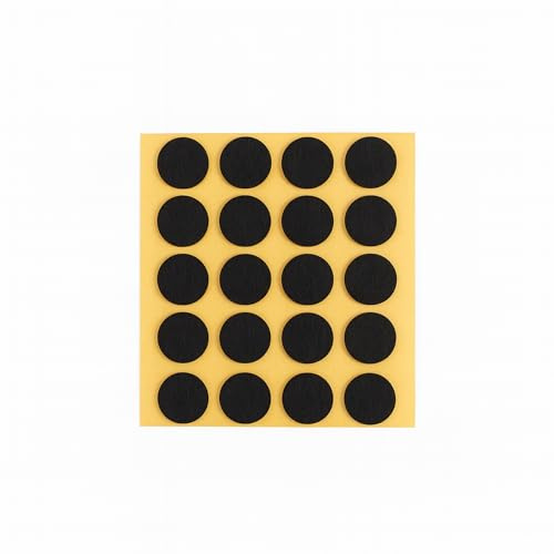 peha Feltro 20 pezzi autoadesivo Rotondo - 1,0mm, nero, Ø15mm | Protezione antigraffio per vasi e oggetti decorativi, autoadesivo