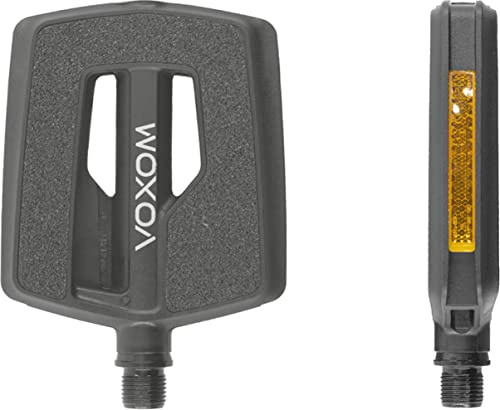 Voxom Pedale Trekking - Anti-Rutsch Fahrradpedale mit Reflektoren für E-Bike, Trekking Bike & City Bike - 9/16 Gewinde, Schwarz