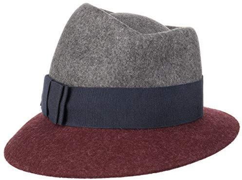 LIERYS Twotone Cappello di Feltro bedacht Trilby Cappello di Feltro Taglia Unica - Grigio Scuro-Rosso Bordeaux