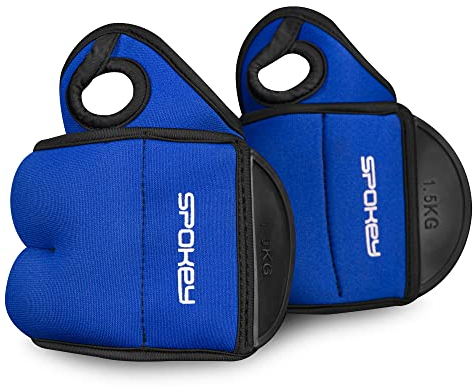 SPOKEY COM FORM IV Gewichtmanschette für Handgelenke, aus Neopren mit Daumenschlaufe, 2 Stück, farbsortiert, in 3 Gewichtsstufen von 0,5 bis 1,5 kg, mit praktischen Klettverschlüssen