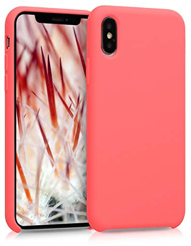 kwmobile Housse Compatible avec Apple iPhone XS Coque - Housse de téléphone Protection Souple en TPU Silicone - Corail Fluo