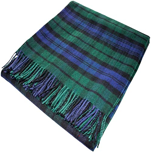 100% Lammwolle Karierte Warme und Weiche Decke Werfen Schottisch Tartan Black Watch Reisedecke Plaid Picknick Teppich