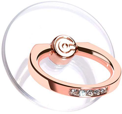 Transparent Phone Ring Holder Grip - EI Sonador Clear Cell Phone Ring Stand Holder Finger Grip Kickstand 360° Rotation, Compatible with Most of Phones, Tablets and Case (2 Rose Gold Diamond)