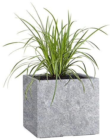 Pflanzwerk® Pflanzkübel Cube Lava Hellgrau 23x23x23cm Blumentopf *Frostbeständige Blumenkübel* *UV-Schutz* *Premium Pflanzenkübel Qualität*
