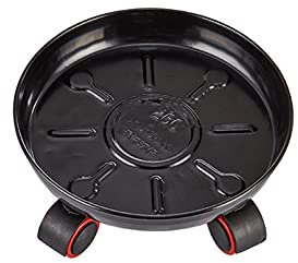 YiHYSj Pflanzenroller Metall Tragkraft 130kg Topfpflanze Ständer Mit 6 Rädern Pflanzenständer Garten oder Balkon Pflanzenregal Innendurchmesser 41.5cm Außendurchmesser 44.8cm (41.5cm,Black)