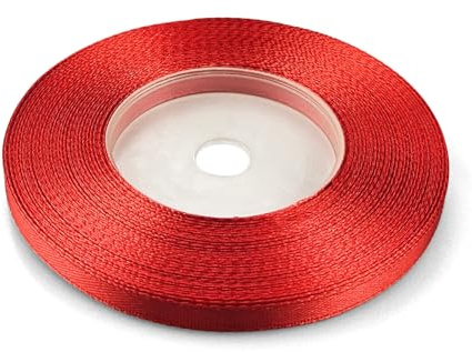 Netuno 1x Satinband Rot 6 mm x 32 m rotes Schleifenband Geschenkband Rot Dekoband Stoffband Satinrolle Satinbänder rote Schleife Geschenk Verpacken Dekoration Satinband Rolle red ribbon silk