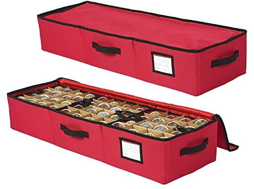 Sattiyrch Christmas Ornament Storage Box,Box Contributes Slots for 96 Holiday Ornaments 3-Inch Underbed Storage