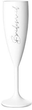 Print Maniacs Champagne Premium White Flute Glass Bride Groom Mr Mrs Wedding Maid Honour Wine Cocktail Prosecco Celebrations Gift (Silver, Bridesmaid)