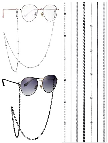 Konohan 7 Pcs Eyeglass Chains Eyeglasses Strap Glasses Holder Necklace Eyewear Chain Reading Lanyard for Glasses Women Men (Silver)