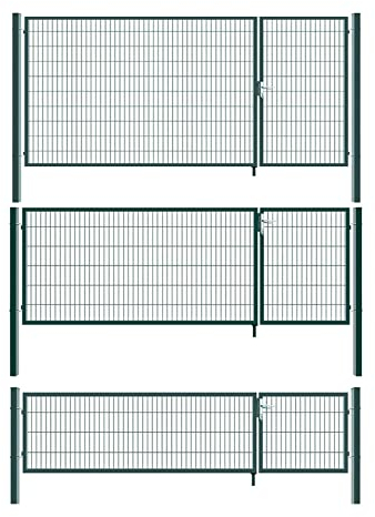 Aileenstore Gartentor Zauntor Einfahrtstor Stabmattenzaun Doppelflügel Grün 3,5 m Breite, Größe:1000 x 3500 mm