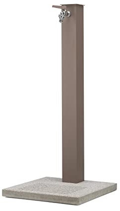 Fontana da Giardino con Rubinetto e Base in Cemento Colore Tortora H91 Cm