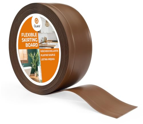 Quest Plinthe Souple PVC 70 x 20 mm Imperméable - Marrón, 10 m | Bande de finition murale, résiste à l'eau et aux moisissures, pose facile sans perçage, salon, cuisine & salle de bain