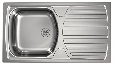 Alveus 1136534 BASIC 170 Fregadero de cocina empotrado de acero con escurridor, Inox liso y semibrillante