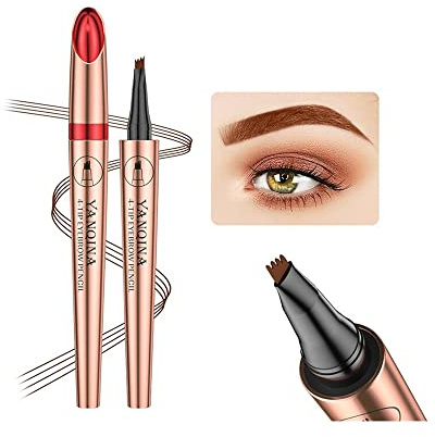 Lápiz de cejas de maquillaje profesional impermeable, lápiz de cejas líquido, secado rápido, lápiz de maquillaje duradero (HIROCK 01#Marrón claro)