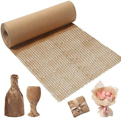 Honeycomb Packaging Paper - 30cm X 30M Brown Packing Paper for Moving House, Shipping Fragile Items, Wrapping Gifts - Bubble Wrap Alternative, Shock-Absorbing Hand-Tearable Cushioning Wrap