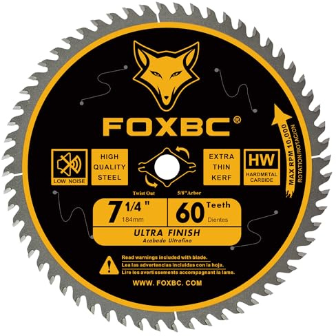 FOXBC 7-1/4 Circular Saw Blade Ultra Fine Finish 60-Tooth, Replacement for Freud Diablo D0760A D0760X, DeWalt DWA171460 Circular Saw Blade