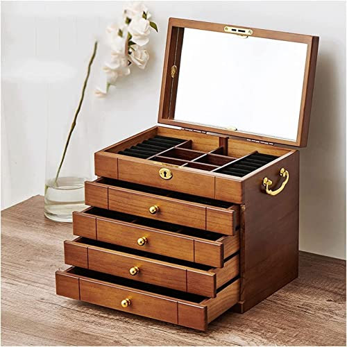 Schmuckkoffer Schmuckkästchen Schmuckbox Große Schmuckschatulle Aus Holz, Schrank Mit Schloss Und Spiegel, Schmuckkästchen Für Frauen, Mädchen, Ring, Halskette Schmuckschatulle Schmuckaufbewahrung Sch