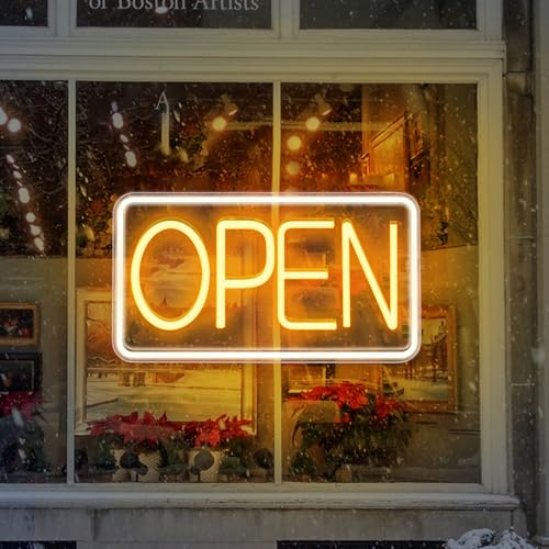 OPEN Neon Schild, 43x23cm OPEN Neonschild Neon Licht Bar Neon Sign LED Neonlicht Angetrieben Durch USB mit Dimmbaren Schaltern, für Bar Club Geschäft Restaurant Cafe