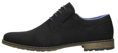 Scarpa Business da Uomo Fitters Tim in PU Nubuck Nero, Scarpe Oversize da Uomo - Scarpe Grandi da Uomo, Tim 48 EU PU Nubuck Nero