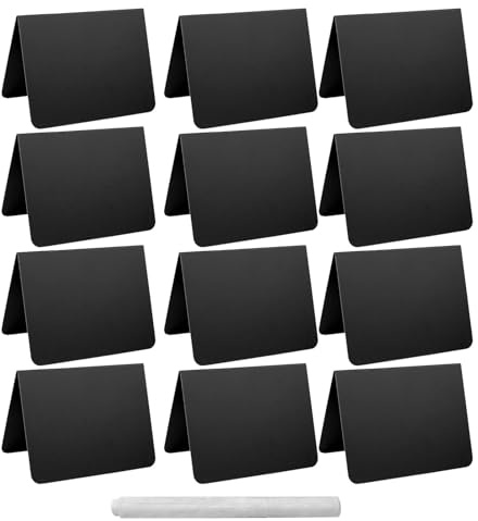 Arrovarp Lebensmittel-Display-Schilder, Tafel-Schilder,12 Stück Display-Tags für Lebensmittel mit 1 Stück Kreidemarker - Schwarze Tafel zur Anzeige von Essen, Ort, Name, Geschäft, Dessert