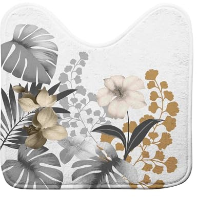 Douceur d'Intérieur, Tapis Contour WC (45 x 45 cm) Kelly Blanc, Microfibre Imprimée