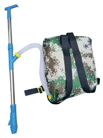 F Fityle Épandeur d'engrais portatif, Sac à Dos d'engrais granulaire, Distributeur Manuel d'engrais Portable pour légumes de Jardin, maïs, Acier Inoxydable Bleu