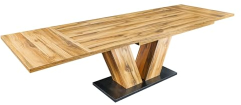 Esstisch MONTREAL 280cm - schwarz natur - Eichenholz - robust Belastbarkeit | hochwertig, industrial-Design, natürliche Optik, wohnlicher Look, erweiterbar, Industrial Look, Holzgestell