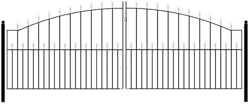 Manor Ball Top Metal Arched Driveway Gates Galvanised Wrought Iron Dual Swing Gate (3353mm (11ft) Gap x 1220mm High MAZP22)