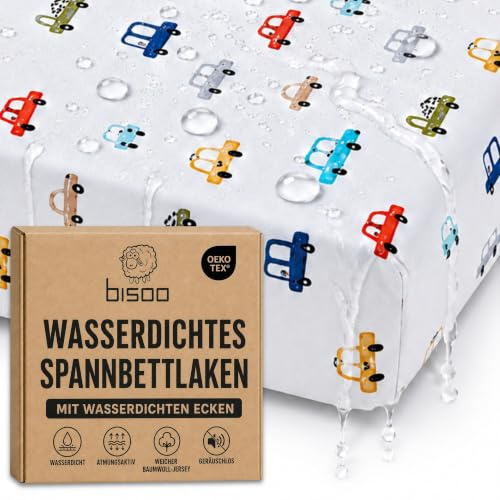 Bisoo Sabana Magica 90x200 Coches. Bajera Impermeable para Cama Adulto