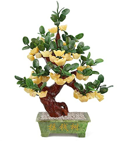 erkebspm Jade bonsaï Argent Arbre Feng Shui Fortune Arbre décoration Chanceux Rassemblement décoration Salon ameublement Arbre Feng Shui