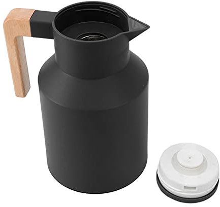 HEEPDD Thermal Coffee Carafe Large Capacity Double Wall Vacuum Heat Retention for Coffee Lover Beech Material (White) (Black)