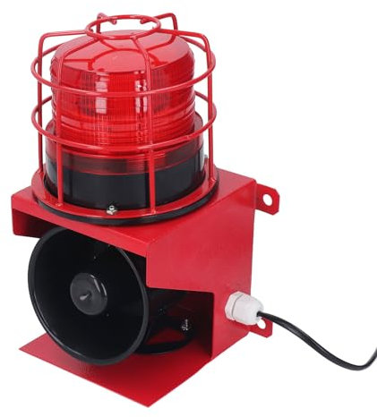 Corne de Sirène Haute Puissance 115 DB, Alarme Imperméable IP65 avec Stroboscope LED, Installation Murale pour Mines, Carrières, Chantiers de Construction (DC12V)