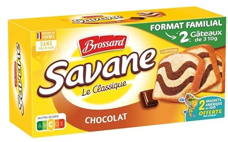 BROSSARD Savane Familial Bipack 620g, gâteau moelleux au chocolat idéal pour toute la famille- Lot De 3