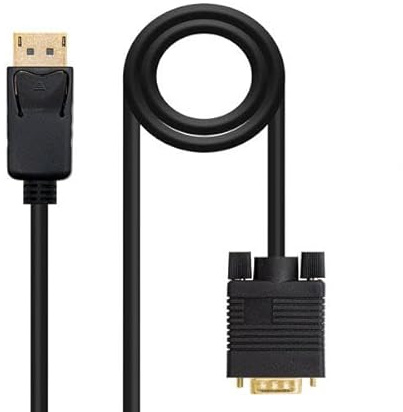 Watio Wave Cable adaptador - DisplayPort 1.2a a VGA, macho a macho, longitud de 1.2 m, color negro, ideal para conectar dispositivos de vídeo.