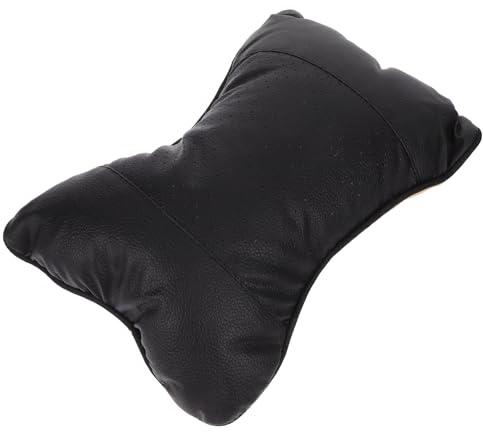 CTIRCHIU Auto Nackenkissen Ganzjährig aus Pu Leder und Baumwolle zur Linderung von Nackenbeschwerden Ergonomisches Nackenstützkissen Bequemes Kopfstützenkissen Schwarz fürs Autofahren