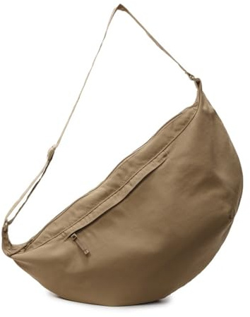 Mezzaluna Borsa Donna Uomo Nylon Crossbody Borse Multi Tasca Imbragature Borsa Spaziosa Hoboes Borse Luna Slouchy Dumpling Slouchy Imbracature Crossbody Con Mezza Luna Forma, cachi, One Size