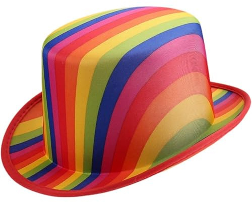 HiyyFloy Regenbogen-Zylinder, Gestreifter Zylinder, Bunter Zauberer-Zylinder, Hoher Hut Für Erwachsene Und Kinder, Halloween, Cosplay, Hochzeit, Karneval