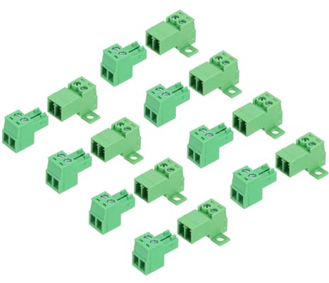 sourcing map Set di 8 connettori per morsettiera a vite a 2 pin, passo 3,5 mm, maschio e femmina, terminale a vite per montaggio su PCB 300 V 8 A, connettore verde per progetti elettronici domestici