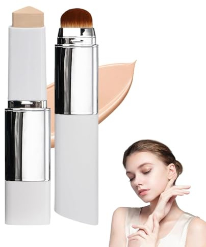 2 Stück Faccelove Foundation Stick mit Pinsel, Color Changing Foundation Stick, 2-in-1 Makeup Stick mit LSF 15, 12 Stunden Halt und Natürlicher, Feuchtigkeitsspendender für Alle Hauttypen