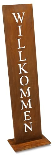 Rostikal Willkommen Eingangsschild 71 x 15 cm - Türschild in Rostoptik ein Ausgefallene Moderne Garten Deko - Wetterfeste Gartendeko & Gartenschilder in Edelrost