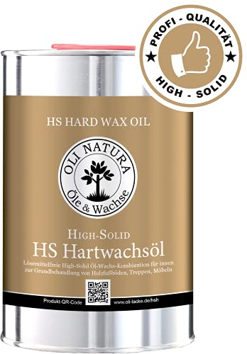 OLI-NATURA HS Hartwachsöl - Parkett Öl - lösemittelfrei, lebensmittelecht - Holzöl für Boden, Treppen & Möbel (innen), 1 Liter farblos, seidenmatt