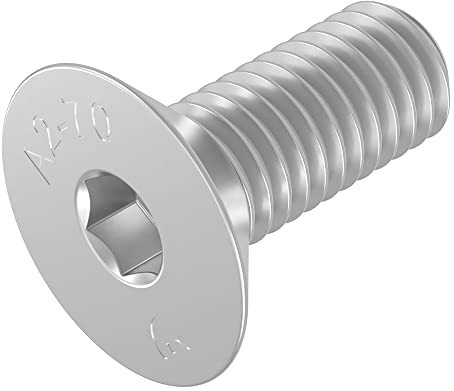 SECCARO Vite a testa svasata M10 x 25 mm, acciaio inox V2A VA A2, DIN 7991 / ISO 10642, esagono incassato, 20 pezzi